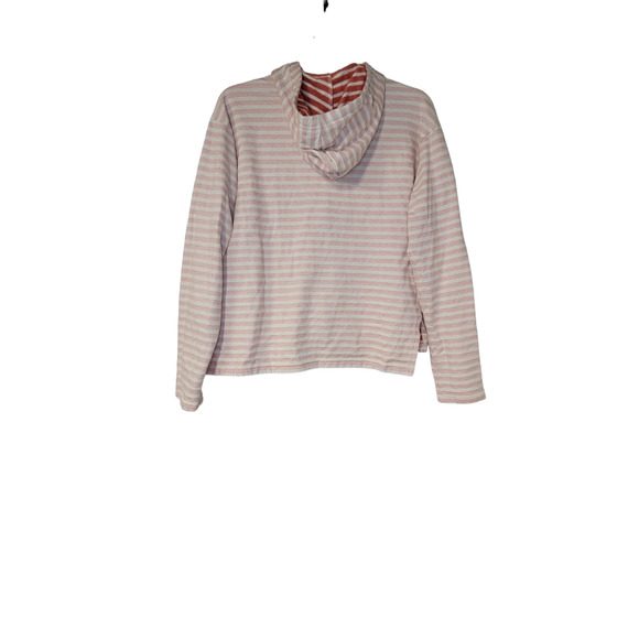 Columbia Cozy Fuzzy Stripe Full Zip Hooded Sweatshirt Stretch Cream Orange Sz M - Picture 2 of 5